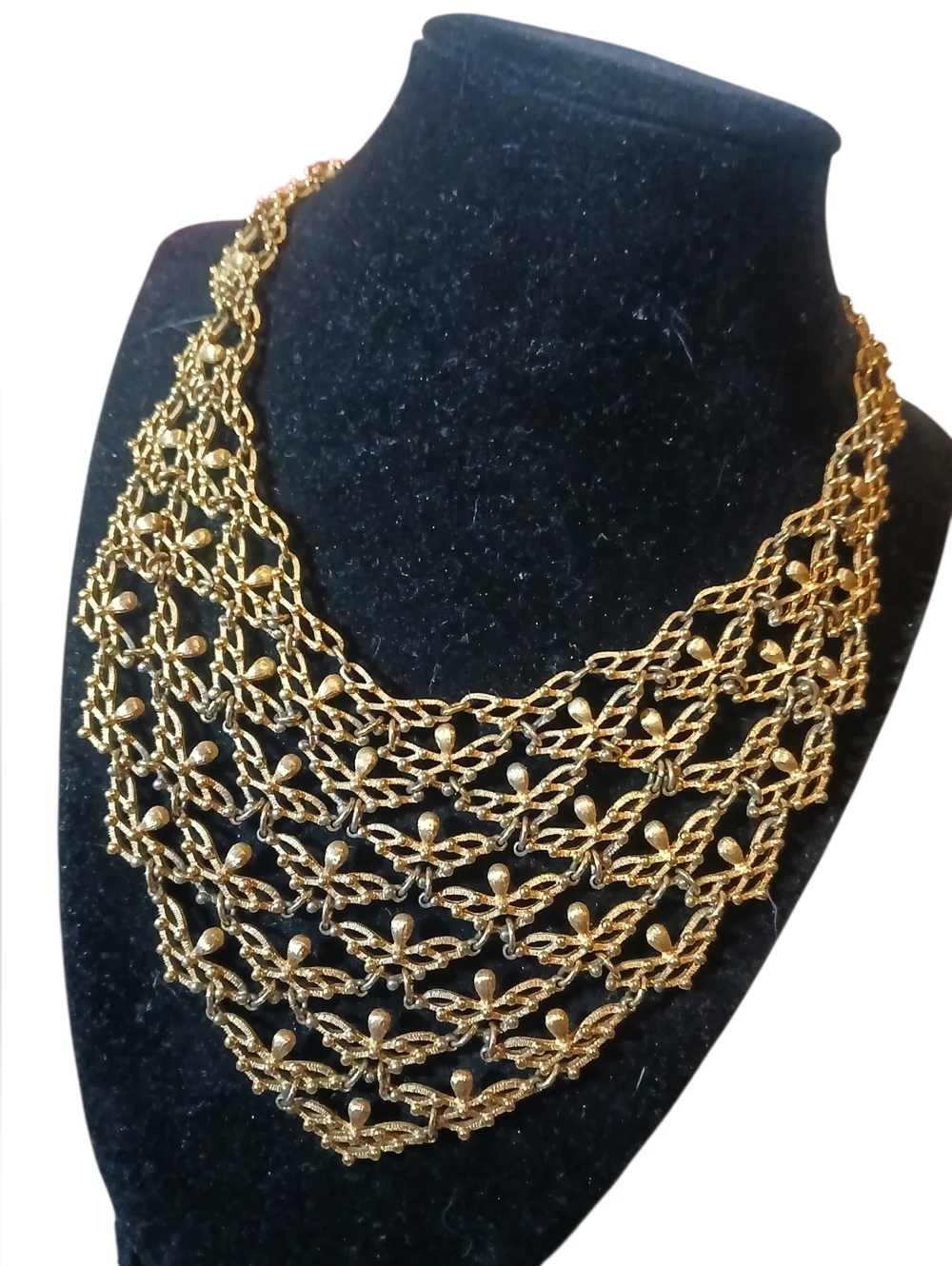 Monet Signed Vintage Bib Style Statement Necklace - Picture 1 of 12